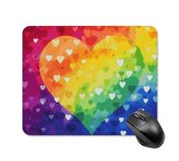 Colorful Rainbow Love Heart Square Mouse Pad Portable Computer Mousepad with Non-Slip Rubber Base 20 * 25cm Ultra-Thin Gaming Mouse Mat for Computer Laptop Office Desk Accessories