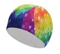 Colorful Rainbow Love Heart Swim Caps for Men Women Comfortable High Elasticity Swimming Cap Personalized Swimming Hat Breathable Swim Hats Keeps Hair Clean Bathing Cap for Long Short Hair