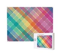 Colorful Rainbow Multicolor Plaid Stripes,500 Pieces Wooden Jigsaw Family Game Jigsaw Puzzles for Adults Teens Home Decor