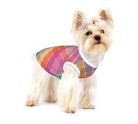 Colorful Rainbow Multicolor Plaid Stripes,Cotton Sleeveless Pet T-Shirt Soft Stretchy Puppy Breathable Vest,S