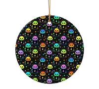Colorful Rainbow Panda Christmas Tree Ornaments - Round Ceramic Decor, Holiday Hanging Decorations, Xmas Gifts 7.3cm
