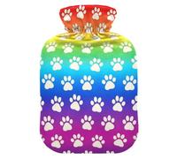 Colorful Rainbow Paw Prints hot-Water Bottle with Soft Cover, 2L hot compresses for The Body for Tummy Warmer, Tummy Warmer, bolsas para agua Caliente
