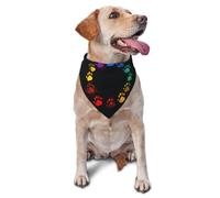 Colorful Rainbow Paw Prints Printed Graphic Pet Triangle Scarf For Dogs & Cats, Adjustable Cute Pet Bandana For & Photo Shoots