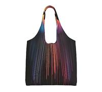 Colorful Rainbow Rain Canvas Tote Bag Reusable Grocery Bags Large Capacity Shopping Tote Bag For Women Machine Washable, Black, One Size