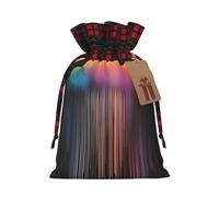 Colorful rainbow rain Christmas Tree Hanging Gift Bags Jute Drawstring Sacks with, Eco-Friendly Festive Decor & Small Present Bag for Xmas Tree