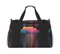Colorful Rainbow Rain Hand Travel Bag.Fashionable Design, Large Storage Capacity, Suitable For Business Trips And Short Trips., Black, One Size