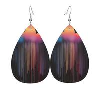 Colorful rainbow rain Printed Leather Earrings - Lightweight Teardrop Earrings Perfect for Christmas, Valentine's Day Gifts