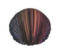 Colorful rainbow rain Printed shower cap, reusable, specially designed for women's long hair, double-layer structure, suitable for bathing.