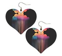 Colorful rainbow rain Prints Stylish Heart-Shaped Earrings Lightweight Women'S Accessories Perfect For Parties And Valentine'S Day.