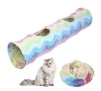 Colorful Rainbow Ring Paper Cat Tunnel, Collapsible Cat Tube Toy, Scratch Cloth Material with Plush Balls, Foldable Design for Easy Storage, Fun Hiding Playhouse for Cats