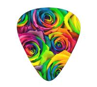 Colorful Rainbow Rose Floral Guitar Pick 12 Packs Guitar Plectrums Includes Thin Medium Heavy Gauges