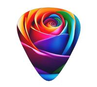 Colorful-Rainbow-Rose-Flower 12 Pack Guitar Picks With 3 Thicknesses And Storage Box, Abs Plectrums For Electric Bass Guitar Players
