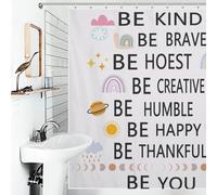 Colorful Rainbow Shower Curtain,Kids Girls Cartoon Boho Inspirational Quotes Polka Dot for Bathroom Bathtubs Curtains Cloth Fabric Home Decor with Hooks Set,72x72Inch