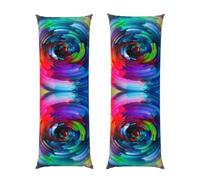 Colorful Rainbow Spiral Long Bolster Pillow Cover 20x60 Inches,Full-Print Rectangle Body Pillowcase With Invisible Zipper,Soft Plush Fabric Decorative Cushion Cover