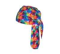 Colorful Rainbow Spiral Print Helmet Cap Quick Dry Cycling Skull Wrap Breathable Polyester Adjustable Adult Summer Beanie