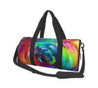 Colorful Rainbow Spiral Travel Duffel Bag for Women Men,Print Polyester Tote Round Luggage Bag with Shoulder Strap