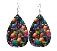 (Colorful Rainbow Stars) Lightweight Leather Earrings For Women Elegant Dangle Drop Earrings For Casual Party Everyday Wear