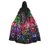 Colorful Rainbow Stars Print Adults Hooded Cloak, Halloween Robe Hooded Cape Witch Wizard Cosplay Costumes For Men Women