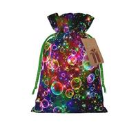 Colorful Rainbow Stars Print Christmas Bag Festive Present Sack Xmas Drawstring Bags Party Decor Gift