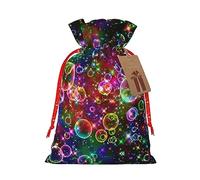 Colorful Rainbow Stars print Christmas Packing Bag Linen Bags with Drawstring Funny Wedding Present Bag