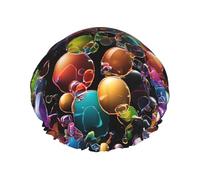 Colorful Rainbow Stars Print Premium Double Layer Shower Cap For Women With Reusable Shower Cap For Hair - Waterproof Plastic Cap - Shower Caps For Long, Short And Curly Hairs