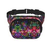 Colorful Rainbow Stars Print Square Waist Purse Double Layer Fanny BagTrendy Travel Waist Bag for Men and Women, Black, One Size