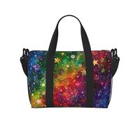 Colorful Rainbow Stars Print Travel Duffel Bag, Lightweight Water-Resistant Weekender Spacious Gym & Travel Bag for Men, Women & Teens