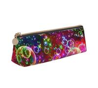 Colorful Rainbow Stars Print Triangle Pencil Pens Case Large-Capacity Stationery Organizer Pouch Office Travel