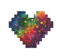 Colorful Rainbow Stars Printed Jigsaw Puzzle 10.8x12.8 CM, Heart-Shaped Puzzle Challenging Game for Adults Gifts, Family Fun Decorative Wall Decor