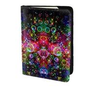 Colorful Rainbow Stars Printing Cowhide Passport Holder,Passport Cover,Travel Card Cover Case For Men Women,Documents Protector, Black, One Size