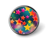 Colorful Rainbow Stars Round Badge Personalized Metal Lapel Pin Badges Fit Clothing Bags Hat Humorous Printed Brooch Badge Party Decorations Accessories for Men Women