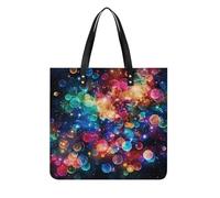 Colorful Rainbow Stars Tote Bag for Women, Extra Large PU Leather Handbag, Soft Shoulder Bag for Work & Beach