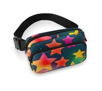 Colorful Rainbow Stars Waist Bag Fashion Fanny Bag with Adjustable Strap for Outdoor Workout Cycling Unisex, white, 20x13cm, Waist Bag