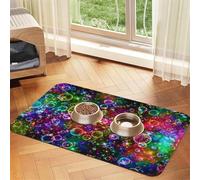 Colorful Rainbow Stars,Waterproof Pet Feeding Mat,PU Leather Placemats for Cat Dog Water Bowl,Food Mats,30x45cm