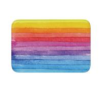 Colorful Rainbow Stripe Crystal Velvet Lock Edge Floor Mat 40x60, Non Slip, Easy To Clean, Comfortable Foot Feel