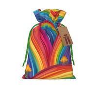 Colorful Rainbow Stripe Gift Bag with Handles and tag, Perfect for Christmas, Holiday, Birthday, Wedding or Daily Gift