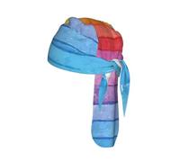 Colorful Rainbow Stripe Print Helmet Cap Quick Dry Cycling Skull Wrap Breathable Polyester Adjustable Adult Summer Beanie