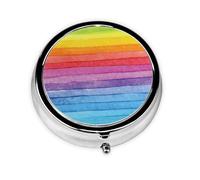 Colorful Rainbow Stripe Print Personalised Portable Pillbox with,Mini Pillbox Compact and Convenient Pill Organiser for Storing and Organising Pills