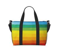 Colorful Rainbow Stripe Print Travel Duffel Bag, Lightweight Water-Resistant Weekender Spacious Gym & Travel Bag for Men, Women & Teens