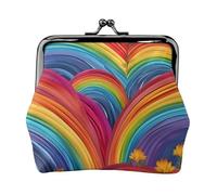 Colorful Rainbow Stripe Print Versatile Coin Purse Exquisite Mini Wallet Cute Change Pouch for Any Occasion
