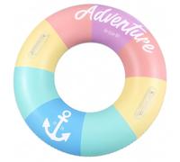 Colorful Rainbow Swim Ring With Double Handles, Inflatable Pool Tube Float