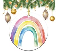 Colorful Rainbow Watercolor Christmas Tree Hanging Ornaments,2 Pieces, 7.2CM Round Double-Sided
