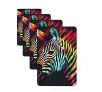 Colorful Rainbow Zebra Car Air Fresheners Cards 4 Pcs Hanging Fragrance Scented Cards Long-Lasting Car Aromatherapy Tablets for Wardrobe Bathroom Car Interior Mirror Pendant Gifts