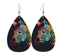 colorful rainbow zebra earrings for women double sided teardrop leather earrings lightweight dangle earrings for women ear accessories jewelry fashion birthday gift