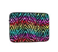 Colorful Rainbow Zebra Patterned 13 inch computer bag, portable computer storage bag, suitable for business trips and commuting
