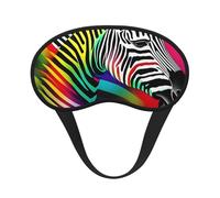 Colorful Rainbow Zebra Print Black Out Eye Mask for Sleeping Airplane, Sleep Mask Polyester for Home and Travel