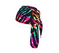 Colorful Rainbow Zebra Print Cycling Headwrap Under Helmet Skull Cap Sweat Wicking Quick Dry for Patriotic Event Gift