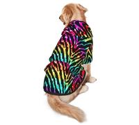 Colorful Rainbow Zebra Print Dog Hoodie Pet Sweatshirt, Warm, Soft And Breathable Hooded Clothes For Medium To Large Dogs, Easy-To-Wear Design, For Winter And Fall
