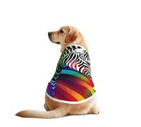 Colorful Rainbow Zebra Print Dog Shirts for Pet, Soft Breathable Vest Lightweight Stretchy Pet T-Shirt for Medium Dog