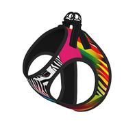 Colorful Rainbow Zebra Print Harness Leash Set For Cat And Small Dog, Adjustable, Reflective, And Escape-Proof Vest With Soft Breathable Mesh Lining